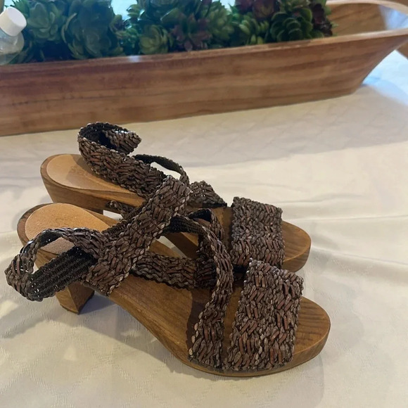 SANITA KIRSTEN PLATEAU BROWN INTERLACED ELASTIC PLATFORM SANDALS EU‎ 39 - Picture 1 of 5